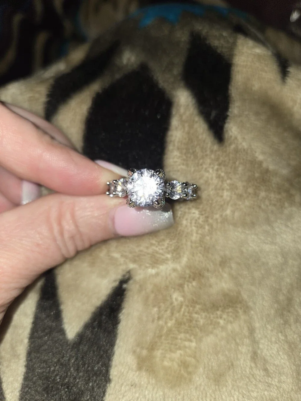 Silver Cubic Zirconia Halo Statement Ring - Silver
